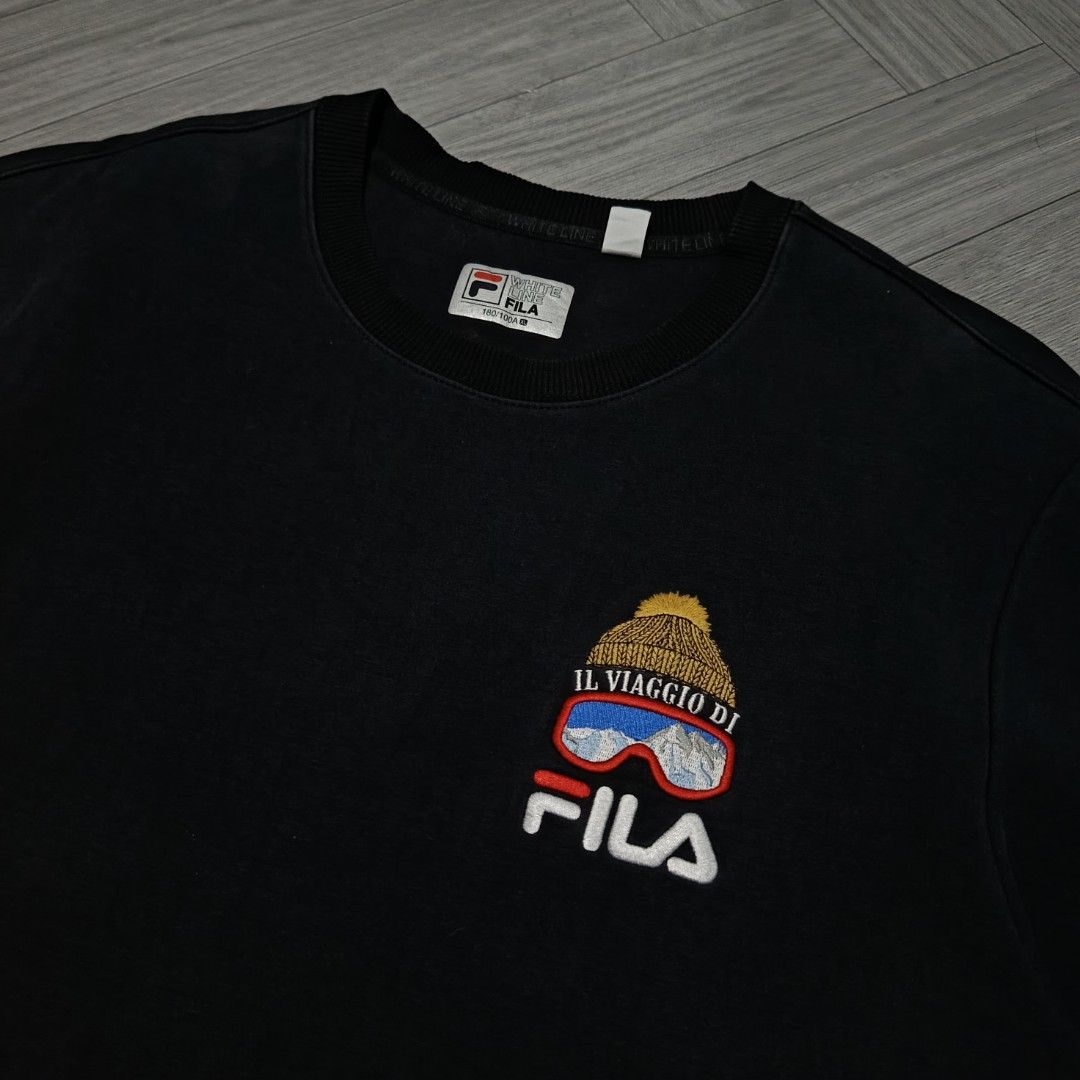 Fila IL VIAGGO DI Embroidered Crewneck Pullover (Category: Coats, Jackets and Outerwear) located in Bay. Submitted by ndrwthrift (Listing ID 1470661585, Image 2). Description: Fila IL VIAGGO DI Embroidered Crewneck Pullover Condition - 9/10 Size - XL (fits Large) Dimes - L 28" W 21" Color Rate - 9/10 Issue - NONE *meet up or shipping via lalamove (buyer's expense) *can ship nationwide via j&t.