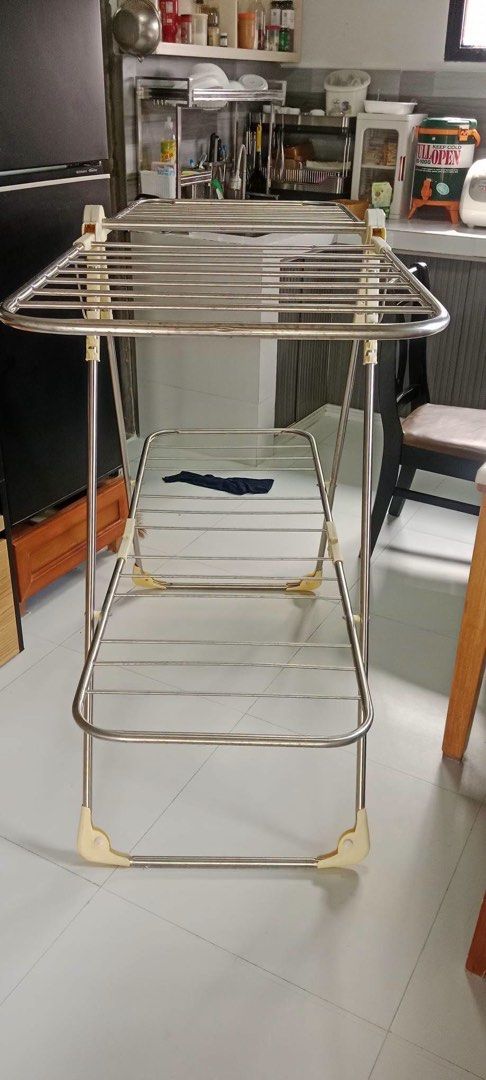 Foldable Stainless Drying Rack (Category: Clothes Drying Rack) located in Malabon City. Submitted by aven25 (Listing ID 1470633092, Image 3). Description: Foldable Stainless Drying Rack Size: 61.5 x 23 x 47 inches Height Good Condition Ready to Use .