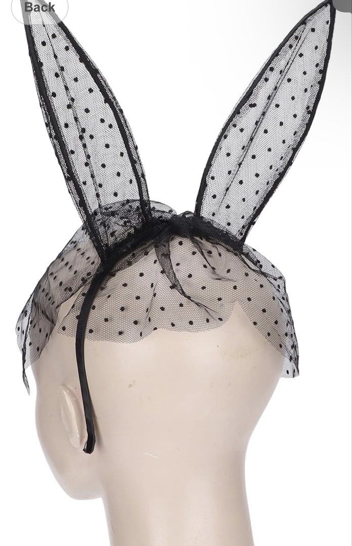Forever 21 Black Dot Mesh Bunny Ears Headband (Category: Hair Accessories) located in Makati City. Submitted by esila.essentials (Listing ID 1470692989, Image 3). Description: FOR RENT - Brand: Forever 21 - Item: Black mesh bunny ears headband with polka dots, face veil net, and matching furry tail accessory - Condition: Unused with original backing card still attached - Perfect for: Parties, Halloween, and cosplay events.