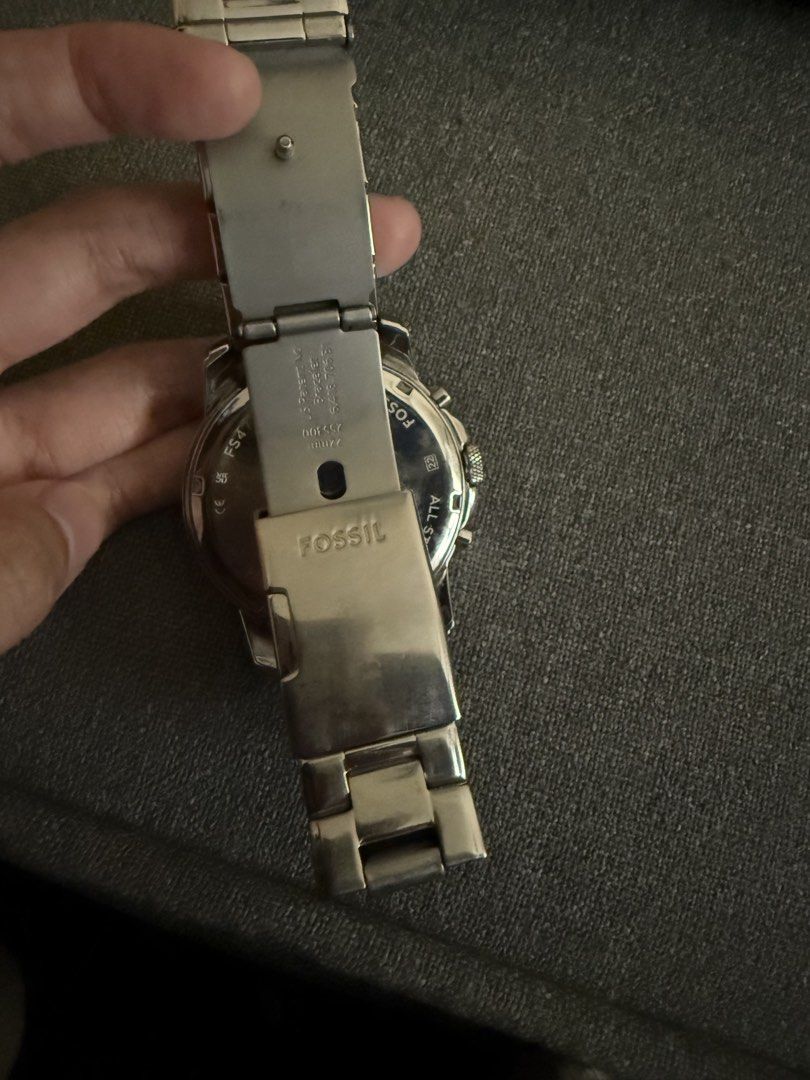 Fossil Chronograph Steel Watch FS4735 (Category: Men's Watches) located in Manila. Submitted by rare.desteen (Listing ID 1470563190, Image 2). Description: - Brand: Fossil Men's Chronograph Watch - Model: FS4735 - Material: Stainless steel case and solid metal bracelet with deployment clasp - Dial: Black dial with classic Roman numerals and three functional sub-dials - Water Resistance: 5 ATM - Condition: Keeps accurate time, shows normal everyda