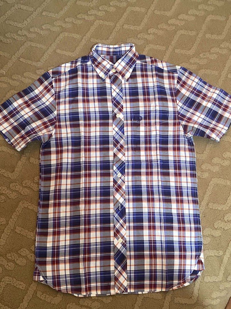 Fred Perry Plaid Short Sleeve Button Down Shirt Size XS (Category: Shirts) located in Manila. Submitted by judiec29 (Listing ID 1470599886, Image 2). Description: - Brand: Fred Perry - Style: Short sleeve button-down shirt - Pattern: Plaid (Blue, maroon, white, orange) - Size: XS - Features: Button-down collar, front button placket, single chest pocket with embroidered logo - Material: Lightweight cotton - Condition: Great casual wear.