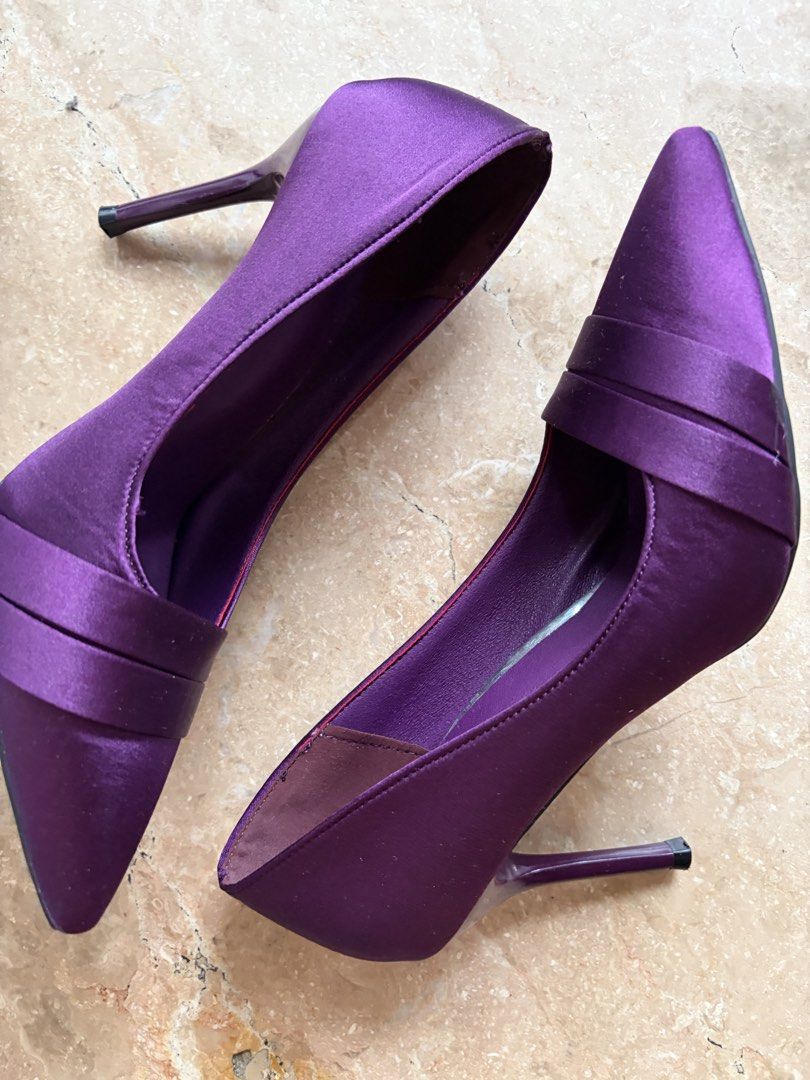 French Style Satin Heels, Violet (Category: Heels) located in Quezon City. Submitted by tidyup.lara (Listing ID 1470559119, Image 2). Description: New, unused, in original packaging Size 37 Originally bought online for PHP 689.