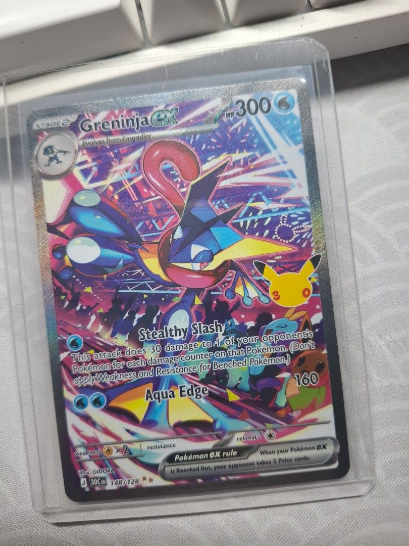 FS: Greninja ex SIR from 30th Anniversary (Category: Raw Singles) located in Las Pinas. Submitted by speedy.caveman30 (Listing ID 1470690491, Image 1). Description: FS: Greninja ex SIR Condition is near mint or better unless stated. In Sleeve and Top Loader Php 2,200 Payment via GCash, Gotyme or BPI. Shipping via Lalamove, J&T or LBC (buyer pays SF) Can meet in these locations via agreed schedule: SM Center Las Pinas, Robinsons Las Pinas, SM Sout