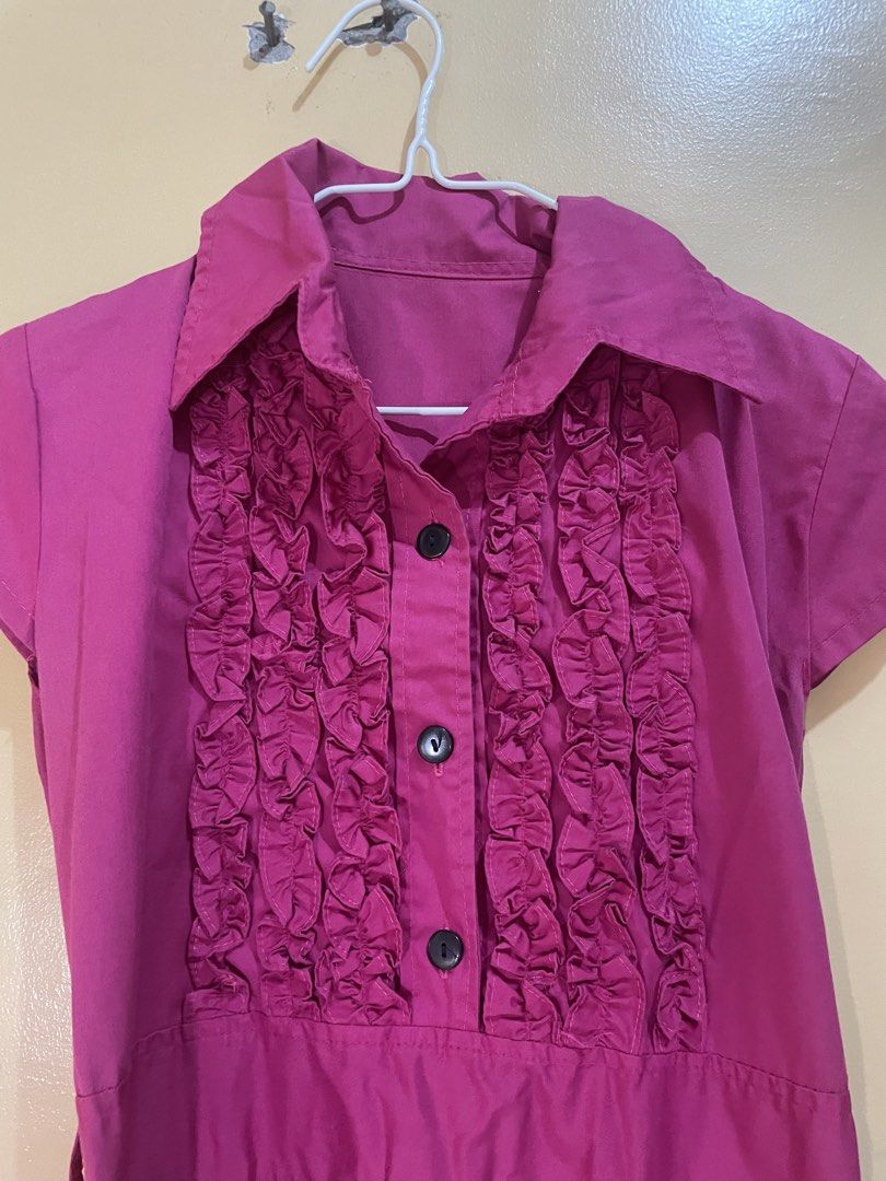 Fuchsia Pink Collared Dress (Category: Dresses) located in Bacoor. Submitted by s4dee (Listing ID 1470621111, Image 2). Description: size: medium (can fit s - m) - w 2 front pockets - belt loop design - premium fabric.
