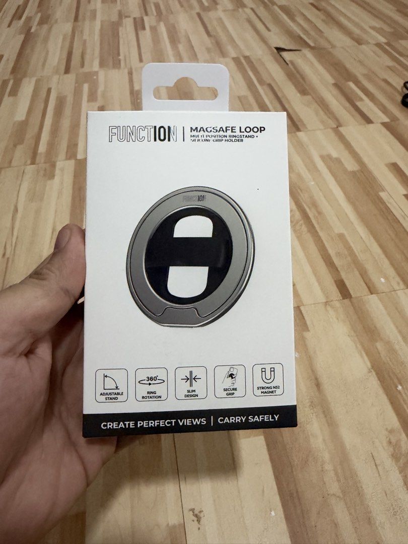 Function Magsafe Loop Ringstand + Silicone grip holder 60% off (Category: Mounts & Holders) located in Las Pinas. Submitted by kdangilan (Listing ID 1470632069, Image 3). Description: Function Magsafe Loop Ringstand + Silicone grip holder Regular price: 990 ❌ My price: 400 ✅ Take all price: 700 only ✅ Freebie: Smart Devil privacy tempered glass.