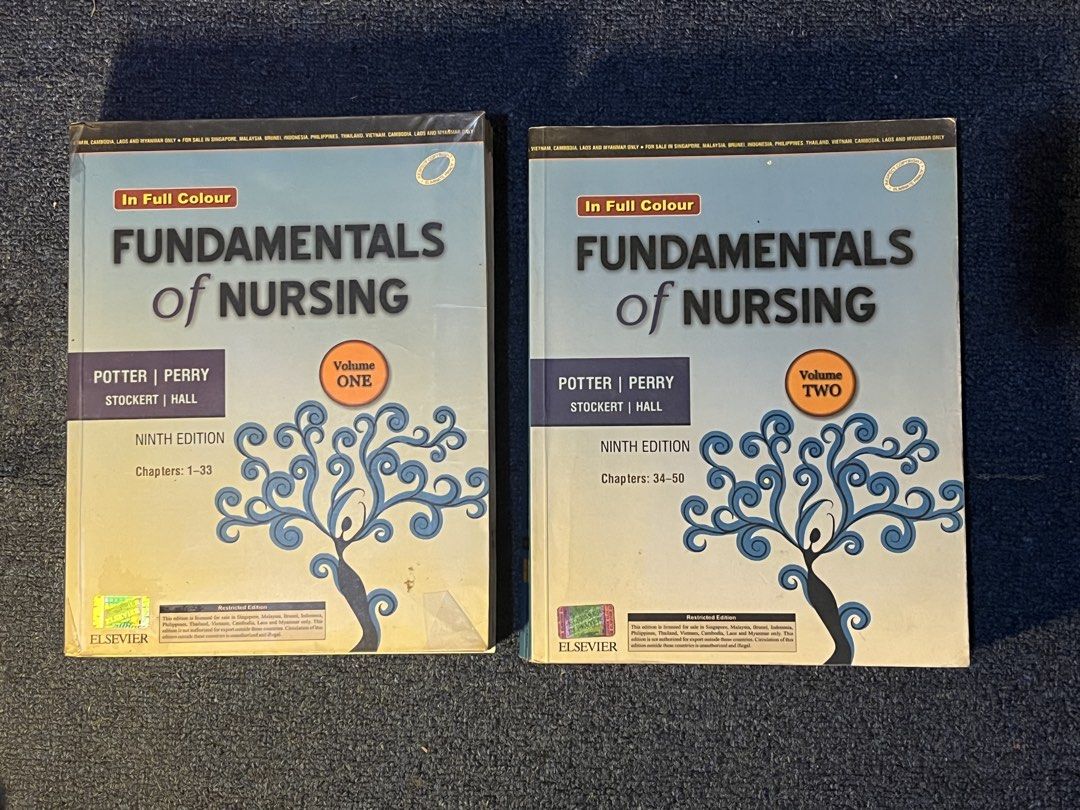 Fundamentals of Nursing 9th Edition Volume 1 & 2 Bundle Set (Category: Textbooks) located in Pasig City. Submitted by keiisellsious (Listing ID 1470686572, Image 1). Description: Fundamentals of Nursing, 9th Edition ₱ 300 set - minor shelf wear on covers and edges; few pages detached, but are clean and complete — authorized by Potter, Perry, Stockert, and Hall; published by Elsevier — full color, 2-volume set (Volume 1: Chapters 1-33, Volume 2: C