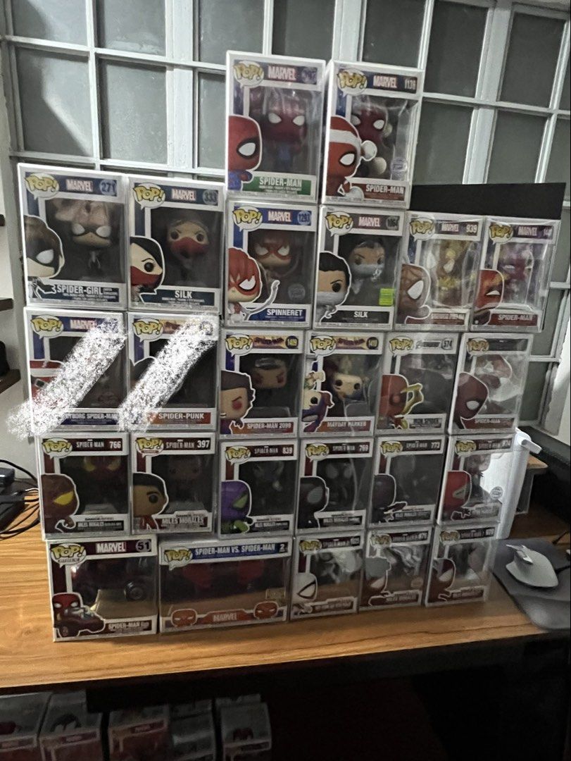 Funko Pop: Spiderman Assorted (Category: Designer & Blind Box Toys) located in Pasig City. Submitted by allukaxkillua (Listing ID 1470228537, Image 1). Description: For Sale Funko Pop: Spiderman Lot 25pcs *MCU, Spiderverse, Insomniac, Comics *assorted (regulars, exclusives, miscellaneous) Price: ₱500 each *450 each if buy 3-4pcs *400 each if buy 5+ Location: Caniogan, Pasig City, Metro Manila MoD: Lalamove, Grab or any same day delivery booking a