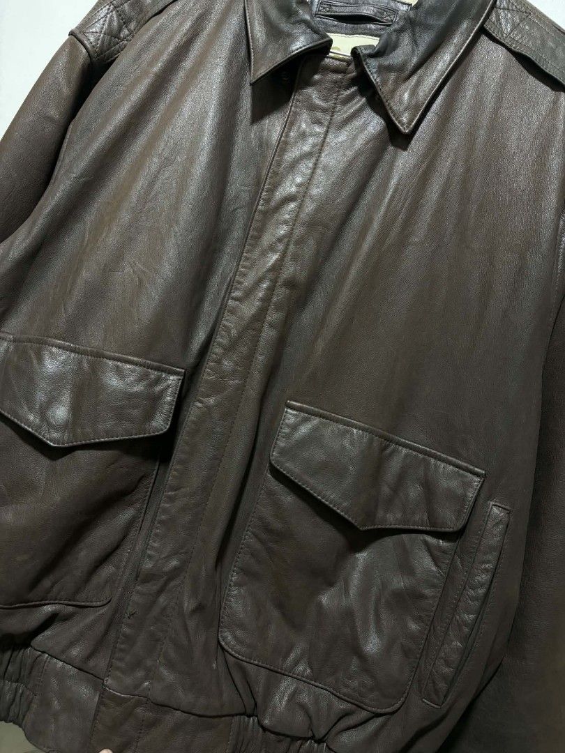 G3 Bomber Authentic Bomber Leather Jacket Style No. MA 34112 (Category: Coats, Jackets and Outerwear) located in Quezon City. Submitted by kimzxc_536 (Listing ID 1470726115, Image 2). Description: - Authentic G3 Bomber leather jacket in brown - Heavyweight design ideal for cold weather - Snap button cuffs and large front flap pockets - Unique vintage map print inner lining with interior pockets - Full zip closure with storm flap - Great rugged pi