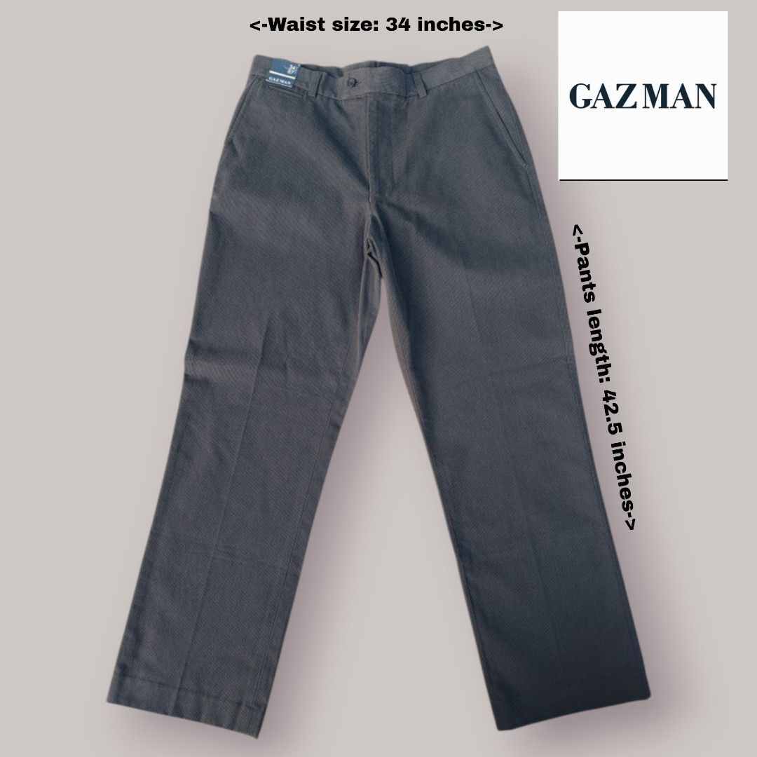 Gazman Mens Dark Gray Twill Pattern Design Pants (Category: Trousers) located in Bacoor. Submitted by nineties_kid (Listing ID 1470605435, Image 1). Description: •==> Gazman Mens Dark Gray Twill Pattern Design Pants Size: Large Waist size: 34 inches Pants length: 42.5 inches Rise: 11.5 inches Leg Opening: 11.5 Hem: 9.2 inches _________________________ -Modes Of Delivery: J&T/Lalamove/ LBC (Cash on Pick-up/COD) -Meet-up (Bacoor Cavite Area/Mandalu