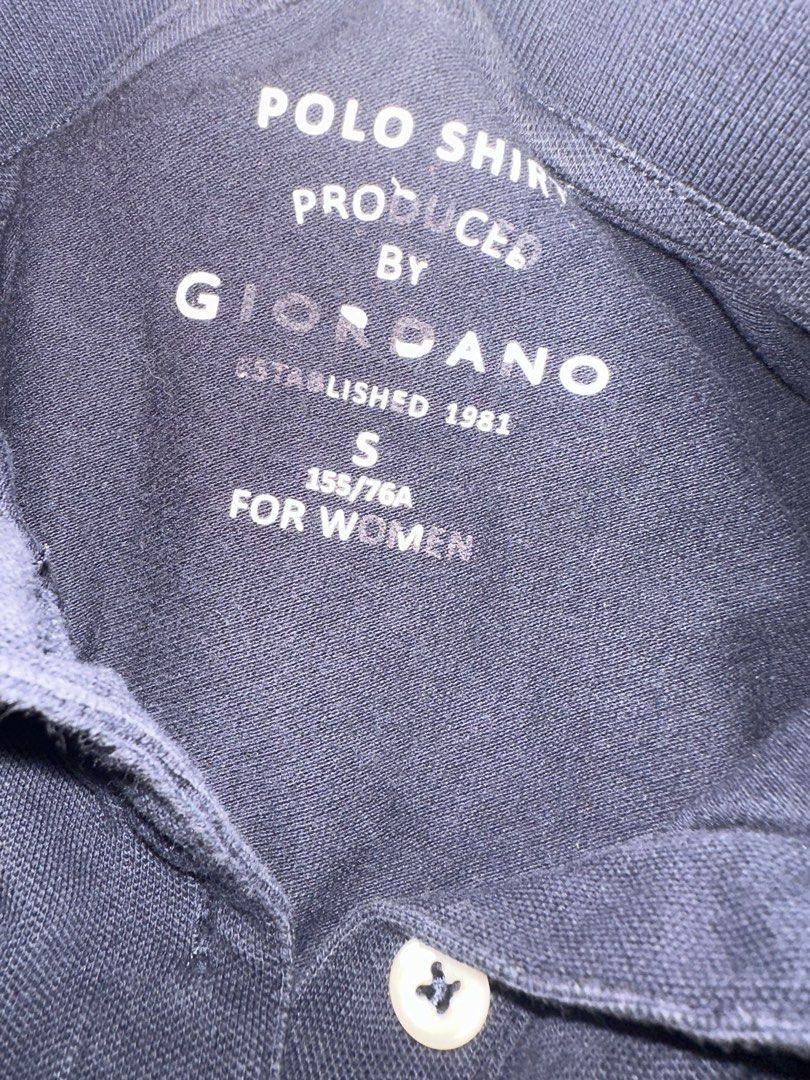 Giordano Dark Blue S Polo Shirt (Category: Shirts) located in Baguio. Submitted by prettygirl_kaplaan (Listing ID 1470700752, Image 2). Description: Heavily used, but no issues other than the peeling of the label. S 155/76A.