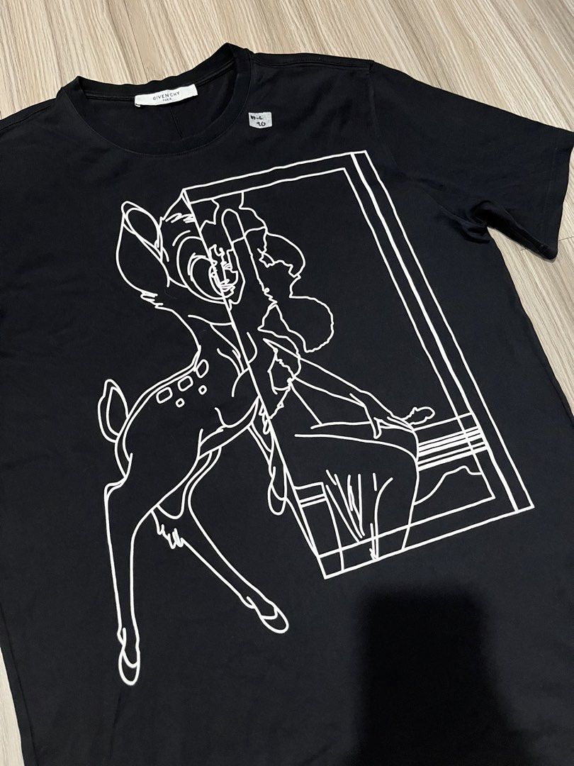 Givenchy stencil Bambi shirt (Category: Tshirts & Polo Shirts ) located in Lipa City. Submitted by hoywilliam (Listing ID 1470715520, Image 2). Description: Givenchy stencil Bambi tshirt Fit to large color black Width -21.5 /22 Length-28.5 9.5/10 color rate for only 450 free shipped Location-Lipa City Batangas📍 .