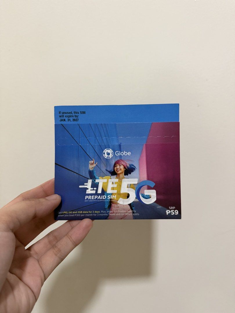 Globe LTE 5G Prepaid SIM (Category: Sim Cards) located in Manila. Submitted by heygudetama (Listing ID 1470668959, Image 1). Description: 0917 sim Never been used.
