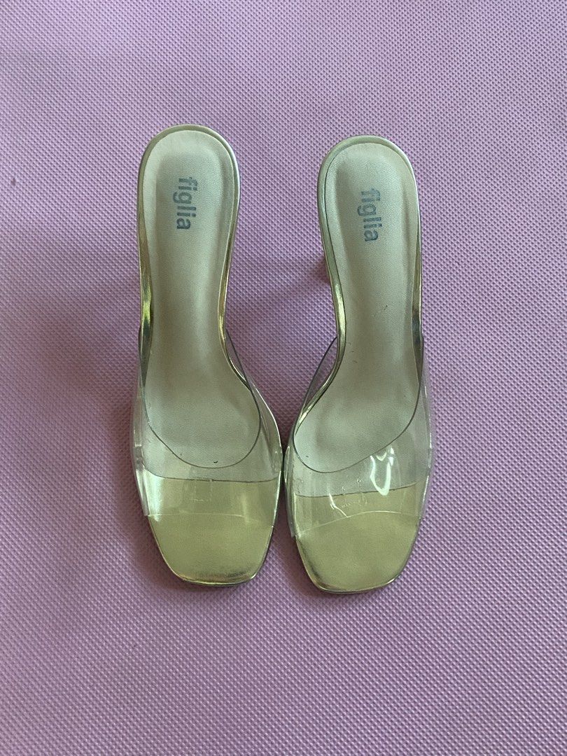 Gold Clear Heels (Category: Heels) located in Legazpi City. Submitted by clutterbusterph (Listing ID 1470595415, Image 1). Description: Figlia Eve Gold Gloria Clear Heels original price - 1500 negotiable price ! -Size 39 -Used with care -see all pics for minimal flaws -all flaws are very minimal and not noticeable at all when worn .