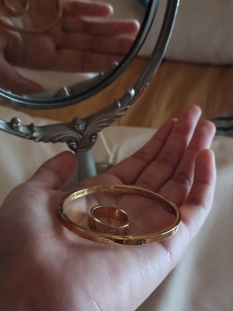 Gold-Tone Cartier Bangle and Ring Set (Category: Body Jewelry) located in Cavite. Submitted by candielps (Listing ID 1470587773, Image 2). Description: Authenticity not guaranteed.