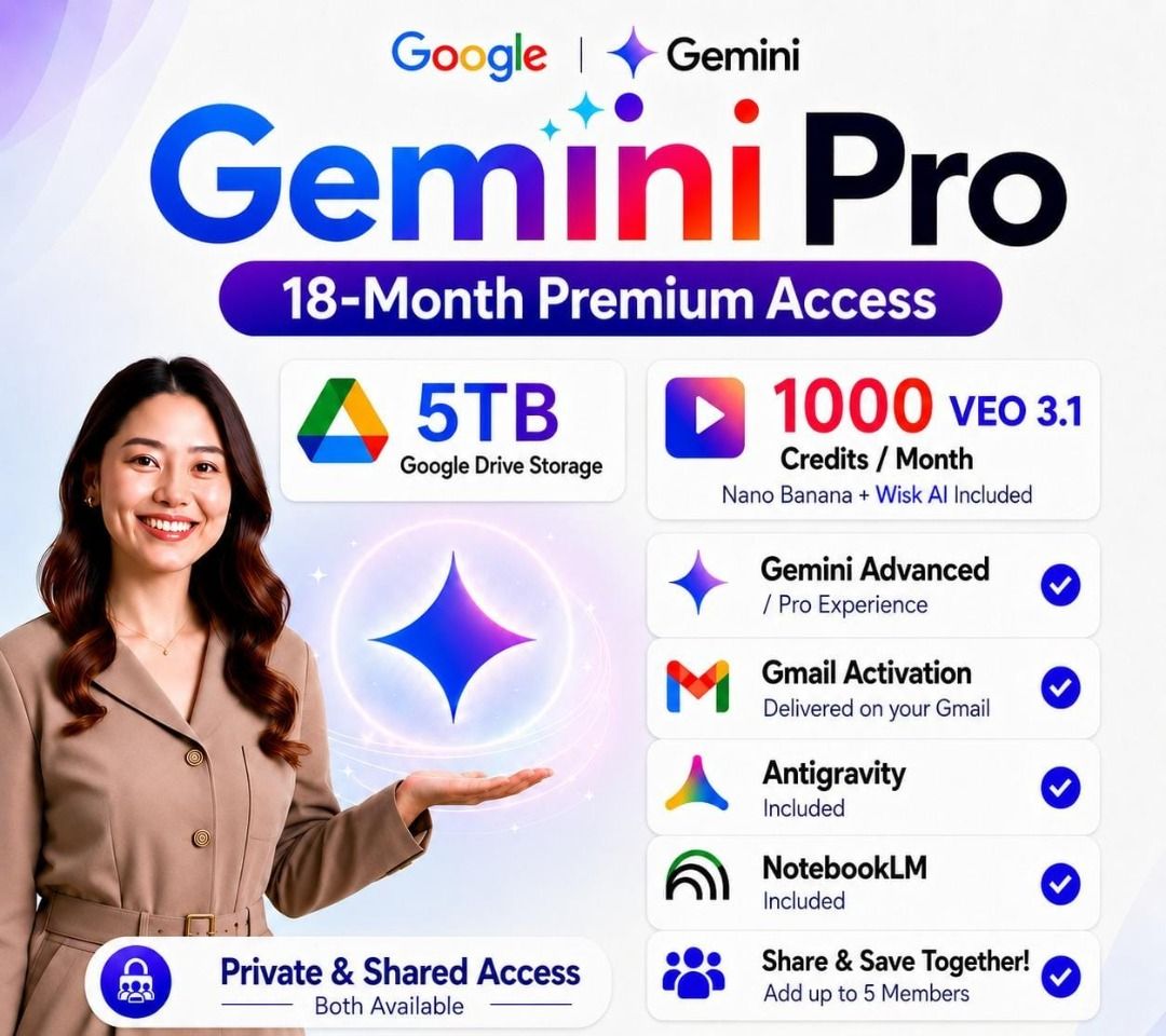 Google Gemini Pro 18-Month Premium Access 5TB Storage, Computers & Tech ...