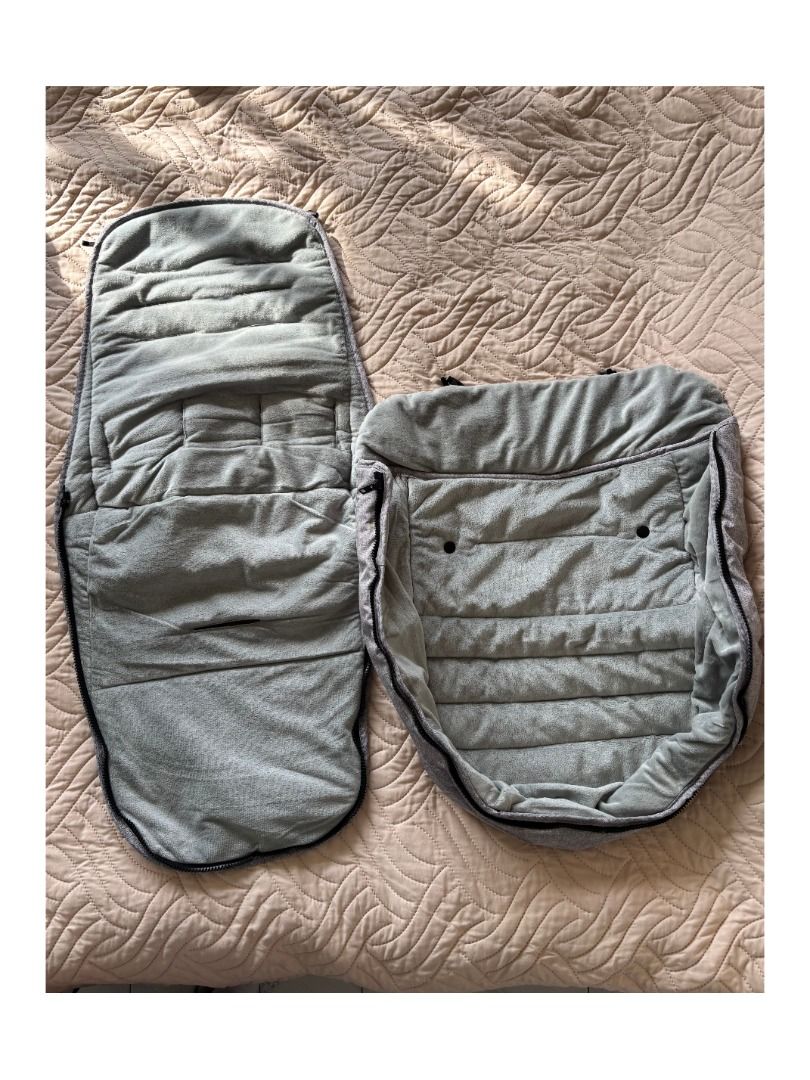 Grey Stroller Winter Footmuff | BML Vault (Category: Strollers) located in Cebu City. Submitted by bml_vault (Listing ID 1470580789, Image 2). Description: - Color: Grey - Keeps baby warm and cozy during cold weather walks - Stylish quilted exterior with a soft fleece interior lining - Convenient zip-down front panel with toggle closure - Universal harness slots built into the back panel for safety - Versatile detachable top section that separate