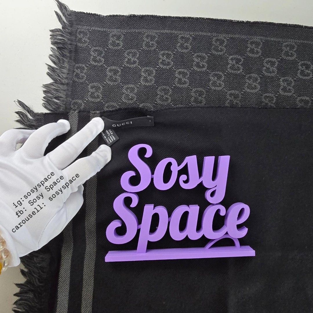 Gucci Black Scarf Wool (Category: Luxury Accessories) located in Lucena. Submitted by sosyspace (Listing ID 1470627231, Image 2). Description: G. U. C. C. I. 05B1P229 Black/Grey Reversible GG Scarf 100% Lana Wool 187 x 35cm Can be worn in winter, spring, fall, or even summer inside your car or when traveling or inside your cool offices or at during your windy beach night parties... not too thick but not to thin. Condition: PRELOVED Pristine condi
