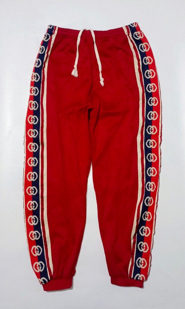 Gucci Interlocking GG Track Pants (Category: Luxury Apparel) located in Bacolod City. Submitted by luxtrend.ph (Listing ID 1470704082, Image 2). Description: GUCCI Interlocking GG Track Pants •Photos may vary due to lighting✨ •For Men •Size: Large on tag •Measurements: 30 - 36 W / 40 L •Condition: Excellent •Issues: None •Color Rate: 9.8/10 •Complete tags •With 3 pockets in total •Stretchable waistline (Garterized) •₱rice: 2,380 shipped🏷 DM to p