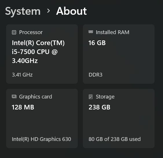 HAILAN WINDOWS 11 PRO 24 IN (Category: Desktops) located in Pasay City. Submitted by pierdase1 (Listing ID 1470627361, Image 3). Description: HAILAN 24 IN, BUILT IN COMPUTER (WITH KEYBOARD AND MOUSE) • Processor: Intel(R) Core(TM) i5-7500 CPU @ 3.40GHz 3.41 GHz • Installed RAM: 16.0 GB • Graphics Card: Intel(R) HD Graphics 630 (128 MB) • Storage: 238 GB SSD Hyundai 256G • Device ID: CEB89AD6-233E-4A3A-A7A4-DFD76723E4EE • Product ID: 00330-80000-0