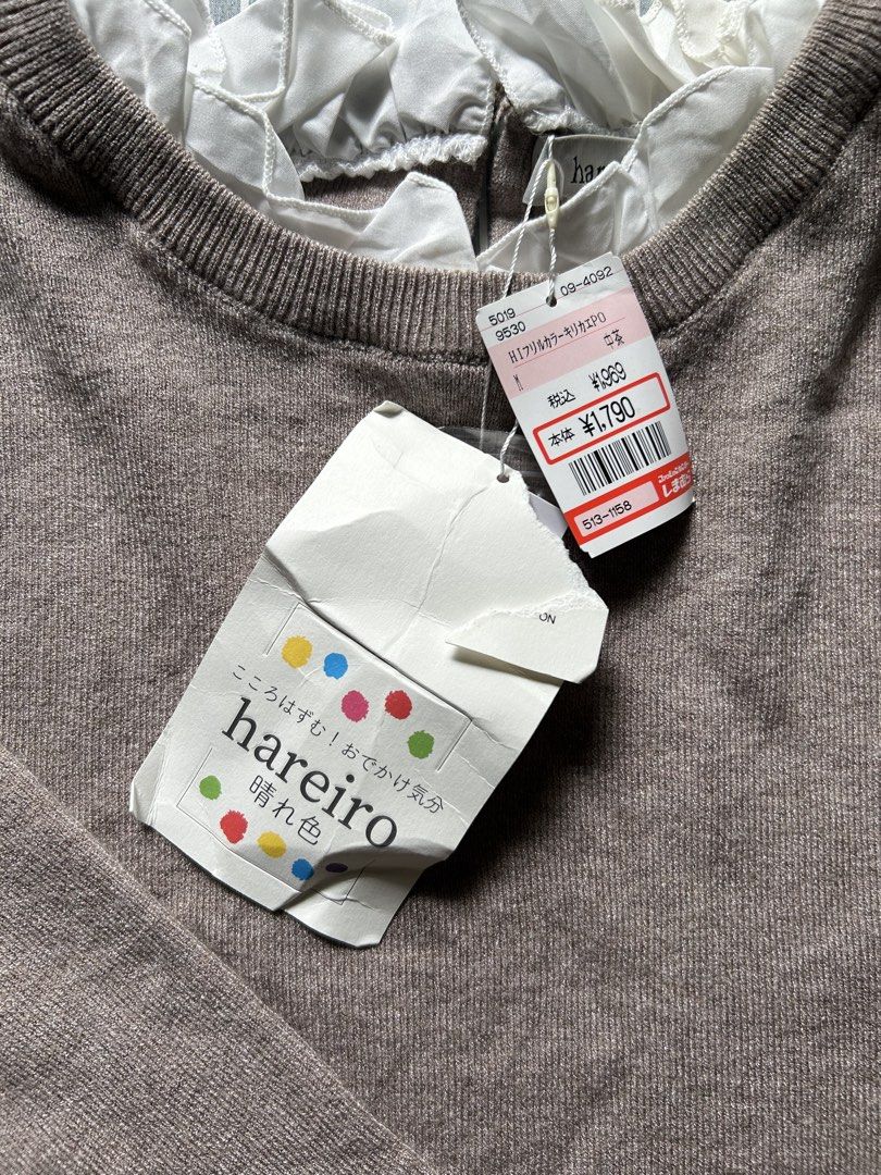 Hareiro Layered Knit Top (Category: Coats, Jackets and Outerwear) located in Bambang. Submitted by mythriftstyle (Listing ID 1470591676, Image 2). Description: Chic Japanese-style layered top in a classy taupe brown shade, paired with a white shirt hem for an effortless, minimalist look.🤎 • Size: M • Color: Taupe Brown • Fabric: Nylon, rayon & polyester • Style: Casual / Smart Casual Perfect with denim jeans, black loafers, or white sneakers. ✨.