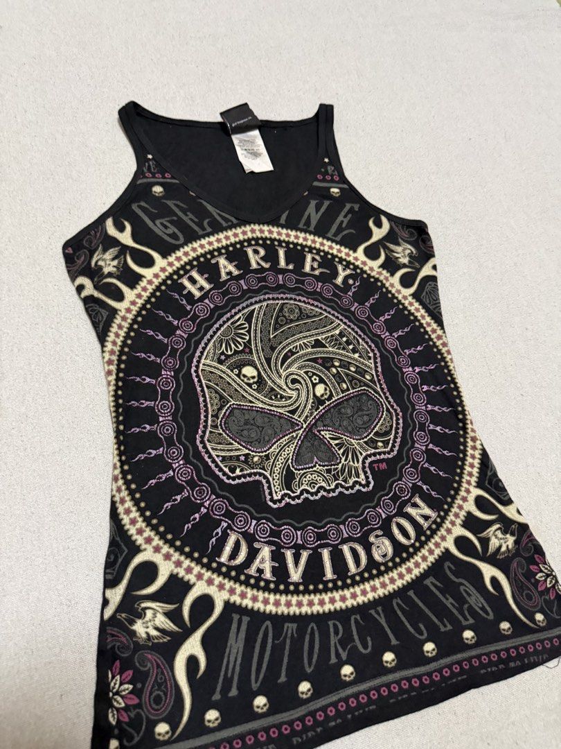 Harley Davidson y2k Tanktop (Category: Sleeveless) located in Bulacan. Submitted by sanjisthrift (Listing ID 1470652059, Image 2). Description: Size Small Width 15.5 Length 24.5 Excellent Condition 9/10.