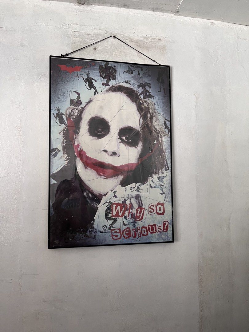 Heath Ledger as the Joker (Category: Vintage Collectibles) located in Valenzuela. Submitted by joriel_minimart (Listing ID 1470593173, Image 1). Description: This is the Batman: The Dark Knight – Joker Smile (or “Why So Serious?”) movie poster featuring Heath Ledger as the Joker collaged over playing cards. 📌What you see is what you get 📌As is 📌Actual 📌Message to deal and for inquiries. 📌Authentic/Original/Legit💯 📌Mode of payment: ✅Gcash ✅