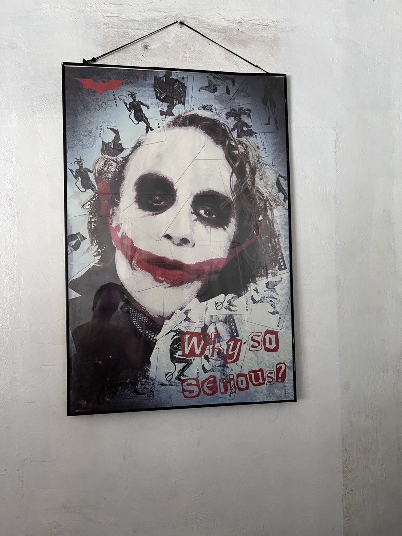 Heath Ledger as the Joker (Category: Vintage Collectibles) located in Valenzuela. Submitted by joriel_minimart (Listing ID 1470593173, Image 2). Description: This is the Batman: The Dark Knight – Joker Smile (or “Why So Serious?”) movie poster featuring Heath Ledger as the Joker collaged over playing cards. 📌What you see is what you get 📌As is 📌Actual 📌Message to deal and for inquiries. 📌Authentic/Original/Legit💯 📌Mode of payment: ✅Gcash ✅