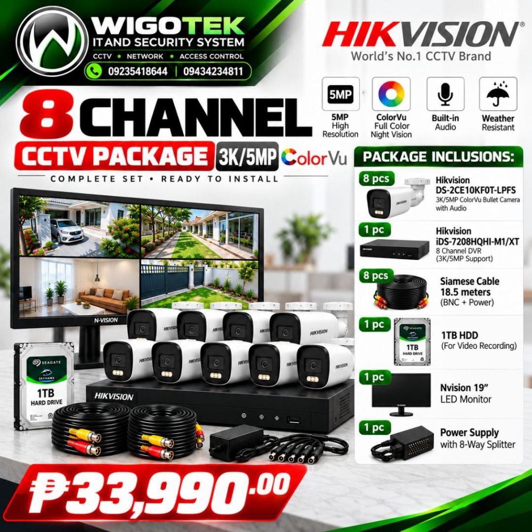HIKVISION 8 CHANNEL PACKAGE SET ANALOG 2MP (Category: Security Systems & CCTV Cameras) located in Cebu City. Submitted by wenceslaor64113 (Listing ID 1470633803, Image 3). Description: For your inquiries Look For: ROSE 09383836240 09911004161 Or visit us #243 Sms Bldg Plaridel St Alang-Alang Mandaue City Cebu (Near UV Mandaue Campus Beside Dubby's Burger) ✅Pin Location: Wigotek Computers and Cctv Jose L. Briones St..