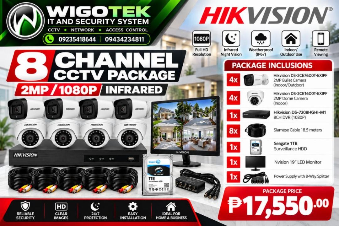 HIKVISION 8 CHANNEL PACKAGE SET ANALOG 2MP (Category: Security Systems & CCTV Cameras) located in Cebu City. Submitted by wenceslaor64113 (Listing ID 1470633803, Image 1). Description: For your inquiries Look For: ROSE 09383836240 09911004161 Or visit us #243 Sms Bldg Plaridel St Alang-Alang Mandaue City Cebu (Near UV Mandaue Campus Beside Dubby's Burger) ✅Pin Location: Wigotek Computers and Cctv Jose L. Briones St..