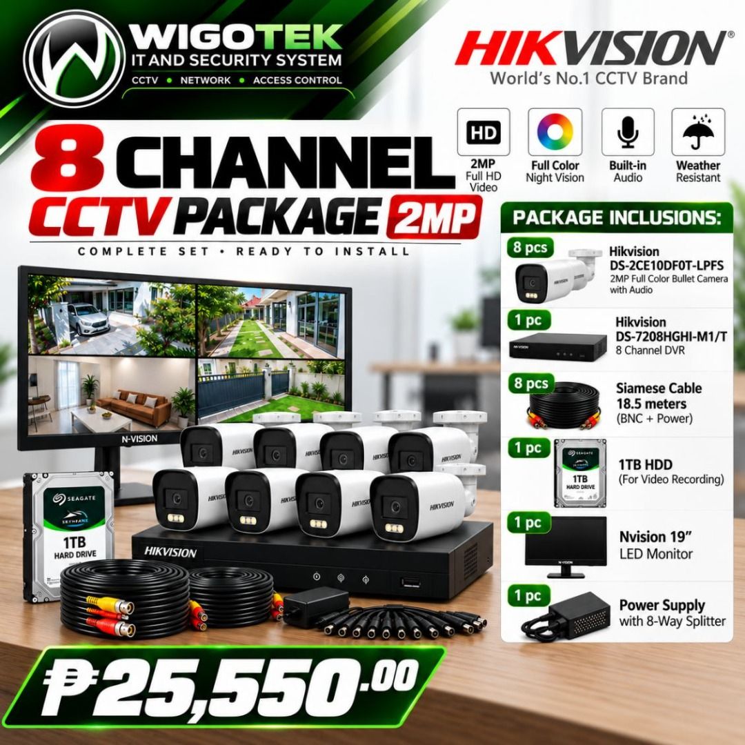 HIKVISION 8 CHANNEL PACKAGE SET ANALOG 2MP (Category: Security Systems & CCTV Cameras) located in Cebu City. Submitted by wenceslaor64113 (Listing ID 1470633803, Image 2). Description: For your inquiries Look For: ROSE 09383836240 09911004161 Or visit us #243 Sms Bldg Plaridel St Alang-Alang Mandaue City Cebu (Near UV Mandaue Campus Beside Dubby's Burger) ✅Pin Location: Wigotek Computers and Cctv Jose L. Briones St..
