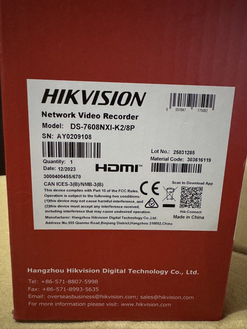 Hikvision AcuSense Embedded NVR DS-7608NXI-K2/8P (Category: Security Systems & CCTV Cameras) located in Pasig City. Submitted by lace_89 (Listing ID 1470645758, Image 2). Description: - Brand: Hikvision AcuSense - Model: DS-7608NXI-K2/8P (8-Channel NVR with 8 PoE ports) - High-definition video support with HDMI & VGA outputs - Smart search for motion events & advanced AcuSense technology - Remote live view via mobile app using Hik-Connect P2P - G