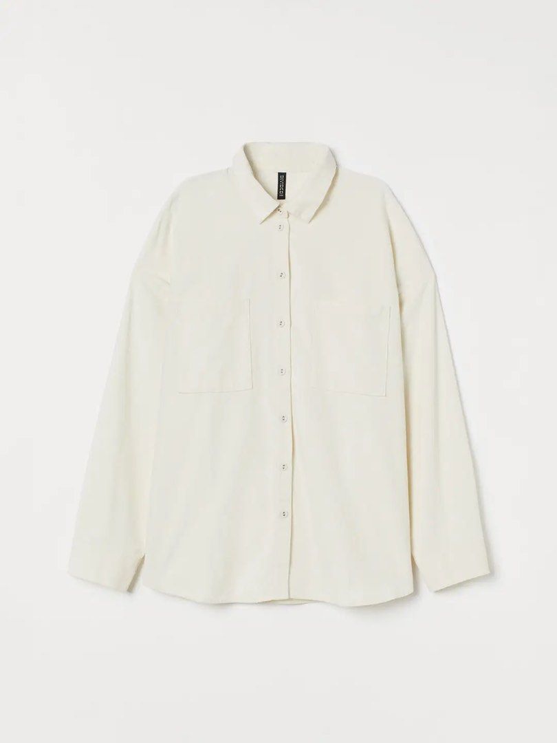 H&M Divided Off White Solid Corduroy Longsleeves (Category: Coats, Jackets and Outerwear) located in San Fernando. Submitted by louluntian (Listing ID 1470656351, Image 1). Description: 𝐂𝐨𝐧𝐝𝐢𝐭𝐢𝐨𝐧: Needs washing | No issues 𝐋𝐨𝐜𝐚𝐭𝐢𝐨𝐧: Pampanga 𝐌𝐎𝐏: GCASH Only 𝐂𝐨𝐮𝐫𝐢𝐞𝐫: Lalamove | J&T Express (Shipping fee c/o buyer) .