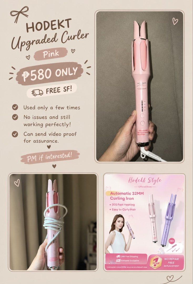 Hodekt upgraded pink (Category: Hair Accessories) located in Castillejos. Submitted by syi_lah (Listing ID 1469677249, Image 1). Description: Hodekt Upgraded Pink — ₱430 Decluttering since hindi na nagagamit. Used only a few times, no issues and still working well! Can send a video for assurance. 💗.