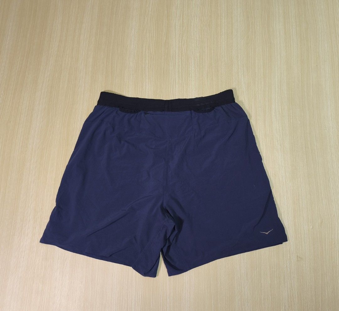 HOKA Running Shorts Blue with Inner Mesh (Category: Shorts) located in Santo Tomas. Submitted by ThriftyTeng07 (Listing ID 1470684476, Image 3). Description: Hoke Running Short Large on tag "Waistline 33-35" Length-18 With back pocket/Inner Mesh/Quickdry Excellent condition Sobrang minimal flaws lang nasa last pic 700+SF ONLY #Hoka.