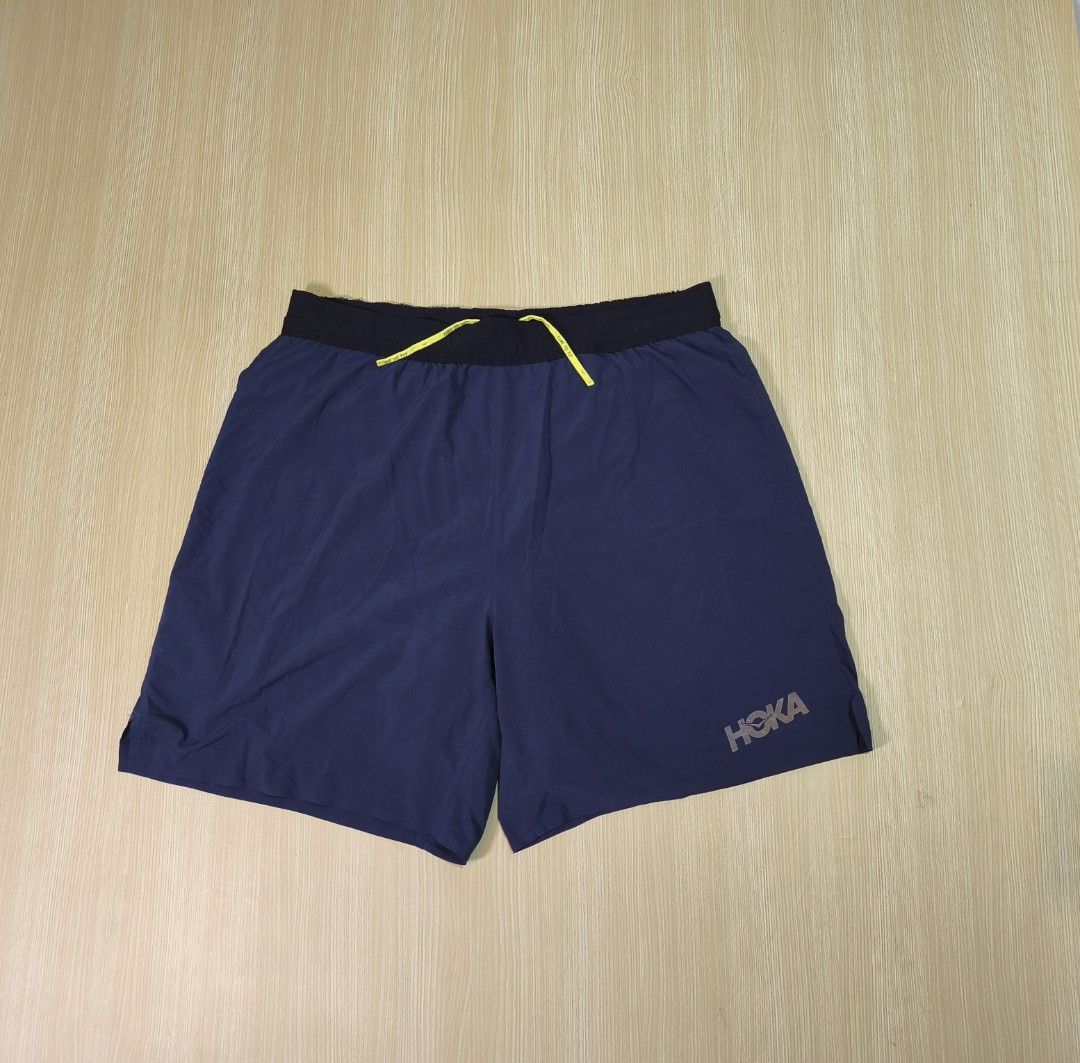 HOKA Running Shorts Blue with Inner Mesh (Category: Shorts) located in Santo Tomas. Submitted by ThriftyTeng07 (Listing ID 1470684476, Image 1). Description: Hoke Running Short Large on tag "Waistline 33-35" Length-18 With back pocket/Inner Mesh/Quickdry Excellent condition Sobrang minimal flaws lang nasa last pic 700+SF ONLY #Hoka.