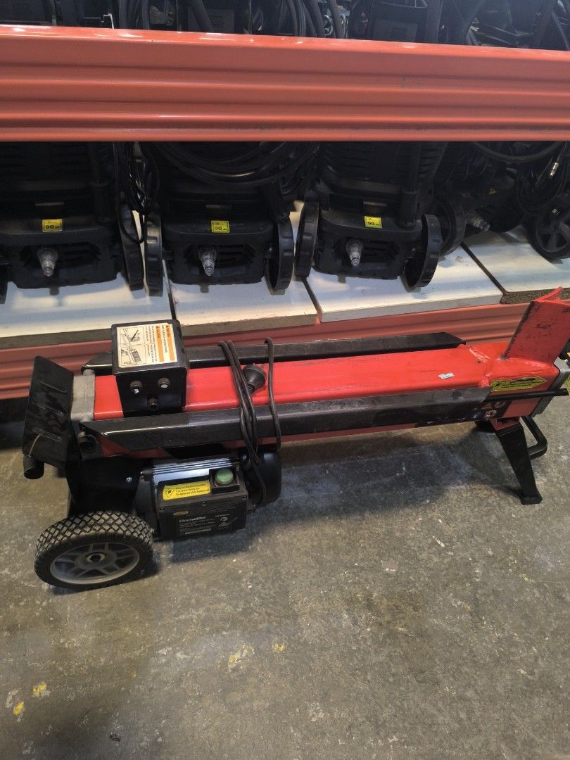 Homelite Electric Log Splitter 2200W (Category: Construction Tools & Equipment) located in Dasmarinas. Submitted by bossgabo (Listing ID 1470585517, Image 1). Description: - Brand: Homelite Electric Log Splitter (Red and Black) - Condition: Great working condition, powers on easily with push button - Build: Heavy-duty steel beam with built-in electric motor - Portability: Equipped with sturdy support legs and rolling wheels for easy yard transpor