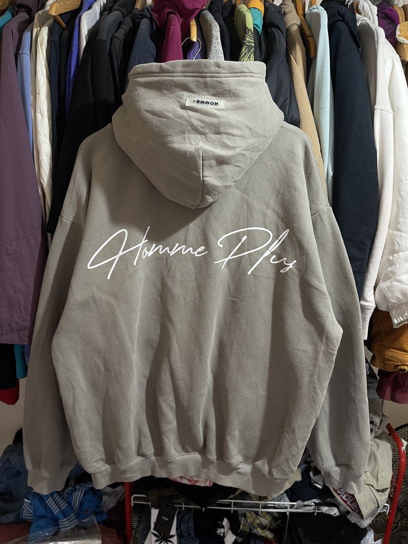 HOMME+ Atelier Hoodie (Category: Coats, Jackets and Outerwear) located in Cabuyao City. Submitted by jeirussamson897 (Listing ID 1470570820, Image 2). Description: HOMME+ Atelier Hoodie large 27 width 29 length boxy fit asnew condition no flaw 10/10 1499+sf.