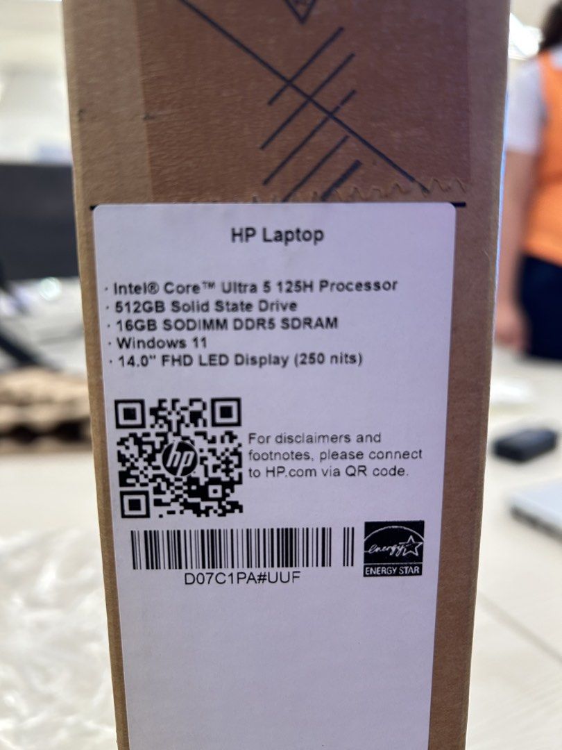 HP 14-EP1194TU Intel Core Ultra 5 Laptop (Category: Laptops & Notebooks) located in Manila. Submitted by cris. (Listing ID 1470695002, Image 3). Description: - Model: HP 14-EP1194TU Laptop (Silver) - Processor: Intel Core Ultra 5 125H - Storage: 512GB SSD - Memory: 16GB SODIMM DDR5 SDRAM - Graphics: Intel ARC Graphics - Display: 14.0-inch FHD LED (250 nits) - OS: Windows 11 installed - Inclusion: Original box included - Condition: Excellent, read