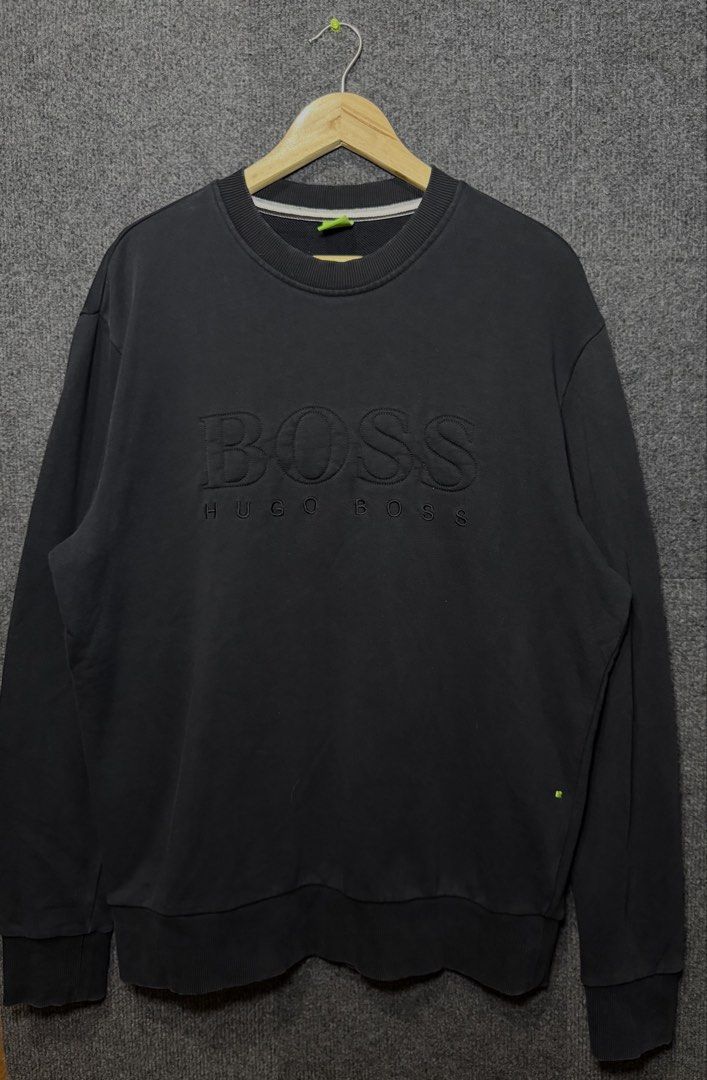 HUGO BOSS Black Embroidered Logo Sweatshirt (Category: Coats, Jackets and Outerwear) located in Baguio. Submitted by thriftcoded_2600 (Listing ID 1470606206, Image 1). Description: - Brand: Hugo Boss - Color: Classic Black - Size: XL - Condition: Excellent, - Shipping: Via J&T Express -Color Rate:9.8/10.