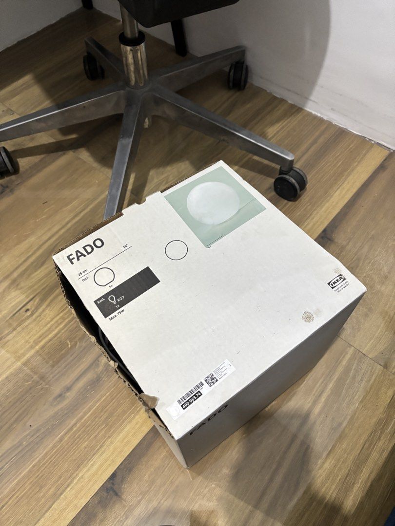 IKEA FADO LAMP (Category: Lighting) located in Tanza. Submitted by j3sze (Listing ID 1470736278, Image 1). Description: IKEA FADO table lamp. Includes original box and compatible E27 light bulb. Plug it in, fits nicely on any bedside table or desk. Modern minimal lighting style. Box has minor wear from storage, lamp itself inside. Php 900 (shipping not included) Location: Cavite RFS: Medical expenses.