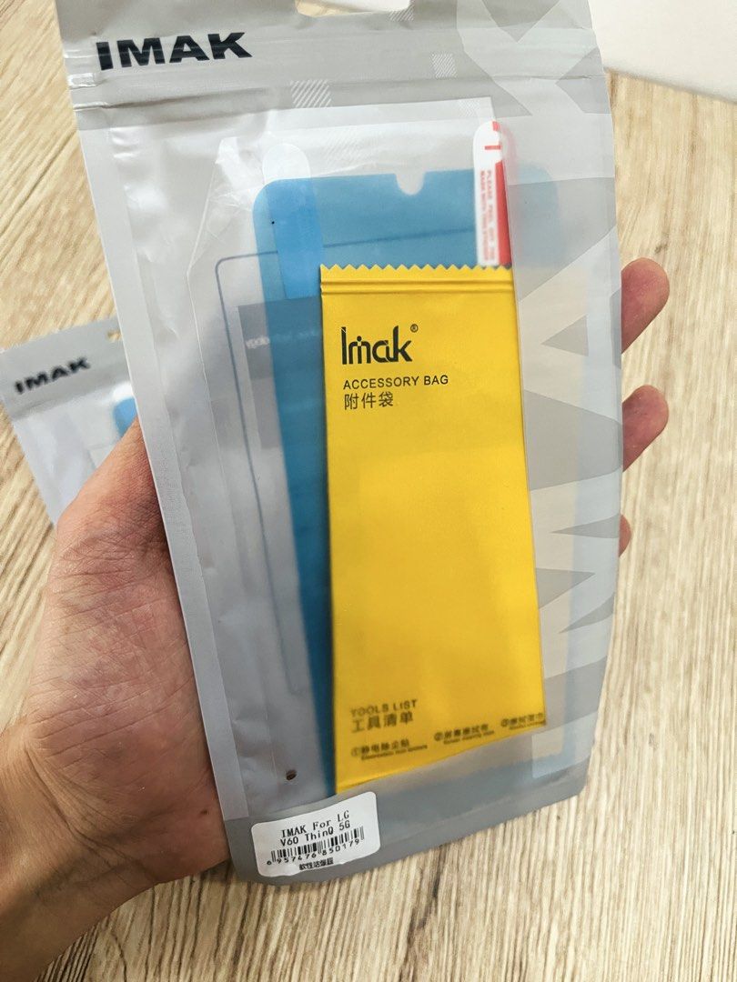 IMAK Screen Protector for LG V60 ThinQ 5G (Category: Cases & Sleeves) located in Quezon City. Submitted by ccgem (Listing ID 1470636716, Image 3). Description: - Compatible with: LG V60 ThinQ 5G - Quantity: 2 packs (Brand new, unopened, factory sealed) - Protection: Prevents daily scratches and scuffs, film not tempered - Includes: Installation accessory bag with cleaning cloth, dust stickers, and alcohol wipes - ₱500 for 2pcs - RFS: Extra access