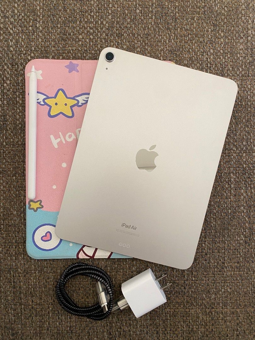 Ipad Air M2 11inch Starlight 256gb (Category: iPad) located in Bulacan. Submitted by retapmoves007 (Listing ID 1470742916, Image 2). Description: Ipad Air M2 11inch Starlight 256gb wifi used 93% Battery health ntc approved package: - Unit - 20 watts adoptee - Braided Lightning Cord - Case - Anker Pen nothing to follow malolos bulacan message me.