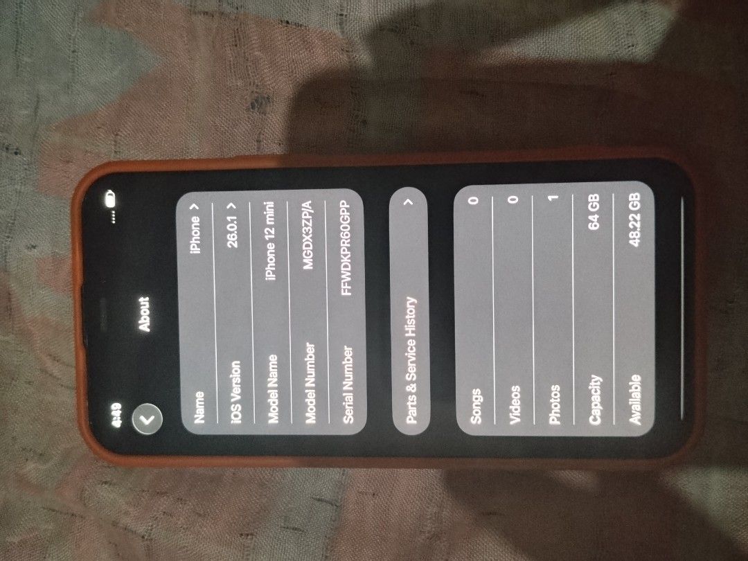 Iphone 12 64 gb (Category: iPhone 12 Series) located in Manila. Submitted by hobbydubi (Listing ID 1470581357, Image 3). Description: For sale Iphone 12 mini 64gb 8.5k Face ID Truetone Smart locked Super smooth and linaw Issue scratches Camera wiggle minsan 📍 Meetup:MRT, LRT, Manila.