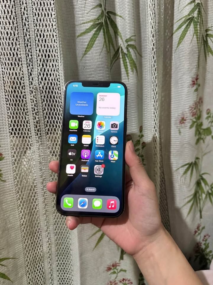 IPHONE 12 PRO MAX (Category: iPhone 12 Series) located in Manila. Submitted by shnmnajoo (Listing ID 1470565748, Image 1). Description: iPhone 12 Pro Max 128GB (Graphite) Unit Details: • Storage: 128GB • Color: Graphite • Network: Factory Unlocked / No SIM restrictions (Any SIM will work) • Condition: All stock / original parts, NO repair history! • Aesthetics: Very fresh back glass, minimal scratches only due to daily use ⚠️ Declared Issue: • Bo