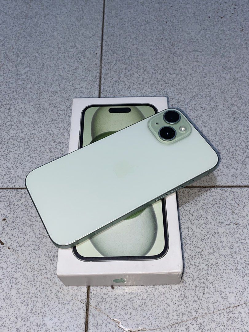IPHONE 15 (GREEN) (Category: E-Readers) located in Manila. Submitted by sijtayron (Listing ID 1470716703, Image 1). Description: iPhone 15 Green •128GB • Factory Unlocked / Any SIM • 83% Battery Health (Original Battery) • Clyce Count 390 only! •Japan Variant • Face ID Working • True Tone Working • No iCloud Issue / Clean Unit • Not Bypassed • Smooth Performance • Unli Reset • No Ghost Touch • All Buttons Working • No History of Repair ❌ a very s