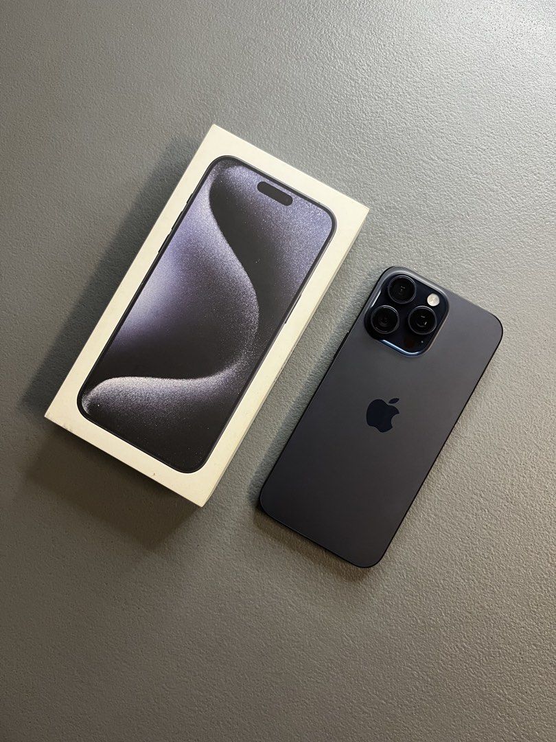 Iphone 15 Pro Max 256gb Blue Titanium (Category: iPhone 15 Series) located in Tanauan. Submitted by zsacky.declutter (Listing ID 1470601830, Image 1). Description: Iphone 15 Pro Max 256gb Blue Titanium For Sale or Swap to lower units - Digital Walker Purchased - Excellent Condition - ZP/A variant🇵🇭 (NTC approved) - Openline (Any sim) - Never been repaired - 84% Battery health (876 cycle count) - Signs of usage (Case Marks which is normal for da