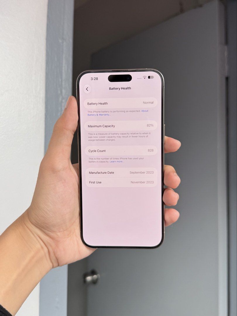 Iphone 15 Pro Max (Natural Titanium) (Category: iPhone 15 Series) located in Malabon City. Submitted by mangwelss (Listing ID 1470725606, Image 2). Description: FOR SALE OR SWAP SA LOWER UNIT PLUS CASH!! iPhone 15 Pro Max Natural Titanium 256gb 82% Battery Health Factory Unlocked NTC No issue No history of repair Makinis na makinis Comes with original Box (same imei) Cord Cases Unli check and unli reset upon meetup Loc: South caloocan.