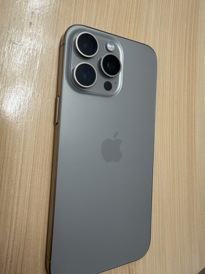 Iphone 15 pro max natural titanium 256gb (Category: iPhone 15 Series) located in Pasig City. Submitted by acbanzooon (Listing ID 1470741774, Image 2). Description: 77% battery health All buttons working Camera 100% working Speakers 100% working No other scratches apart from the one shown in photos 9 and 10.