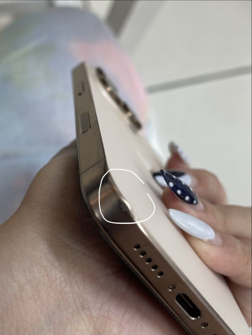 Iphone 16 Pro Desert Titanium (Category: iPhone 16 Series) located in Manila. Submitted by sav.whotf (Listing ID 1470740507, Image 3). Description: IPHONE 16 PRO 128GB DESERT TITANIUM 92% BH | 695 CC SMART LOCKED - local ntc variant ₱35k only no history of repair unit & case only ONLY issue: dents sa side and paligid ng isang cam (see pics).