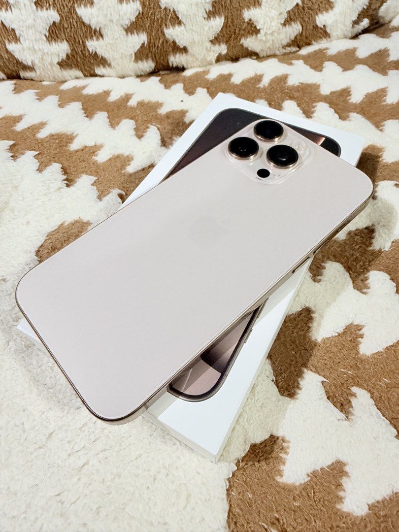 Iphone 16 Pro Max - Desert Titanium FU 256gb (Category: iPhone 16 Series) located in Manila. Submitted by sonjayds (Listing ID 1470634798, Image 2). Description: Iphone 16PM - Factory Unlocked / NTC 256gb 86%BH Unnoticeable Scratches/Dents (very good physical condition) -Box, Pin, Charging Cable and Case. *Price is negotiable Meet-ups only. SM San Lazaro or Trinoma/SM North.
